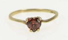 14K Yellow Gold Heart Cut Garnet Solitaire Valentine Promise Ring