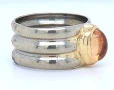 925 Sterling Silver & 10kt Citrine Cab Ring