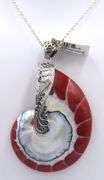 Sterling Silver and Seashell Core Pendant on Chain