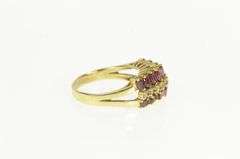 14K Yellow Gold Natural Ruby Diamond Squared Statement Band Ring