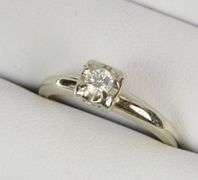 14K White Gold 1950's 0.15 Ct Diamond Solitaire Engagement Ring
