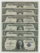 3 1935-D & 3 1935-E $1 Silver Certificates each in sequence. Gems