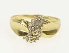 10K Yellow Gold Vintage Classic Diamond Wavy Cluster Bypass Ring