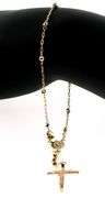 Fair 14kt gold beaded bracelet with cross pendant