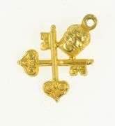 14K Yellow Gold Keys of Heaven Papal Pope Catholic Charm/Pendant