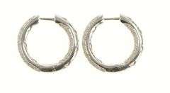 14K White Gold 1.12 Ctw Pave Diamond Inside Outside Hoop Earrings