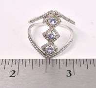 Purple Iolite And White Topaz Ring In Sterling Silver