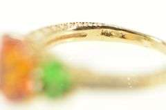 14K Yellow Gold Syn. Orange Sapphire & Green Spinel Diamond Ring