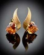 Vintage 18K Pear-Shaped Citrine Earrings