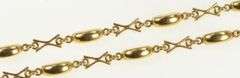 14K Yellow Gold Domed Bar X Link Vintage Retro Fashion Chain Necklace