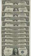 11 Scarce Gem CU 1935-F Series $1 STAR notes, many sequential