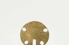 14K Yellow Gold Sand Dollar Sea Shell Ocean Beach Motif Charm/Pendant