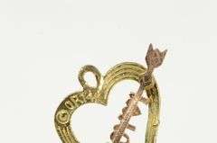 14K Yellow Gold I Love You Heart Valentine Arrow Cupid Charm/Pendant