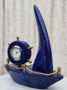 Beautiful Natural 4535 Ct Blue Lapis Lazuli Sail Boat Clock