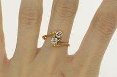 14K Yellow Gold 0.50 Ctw Two Diamond Vintage Engagement Ring