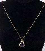 Adorable Purple Amethyst Gem Pendant In 14K Yellow Gold