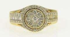 10K Yellow Gold 0.72 Ctw Diamond Halo Cluster Engagement Ring
