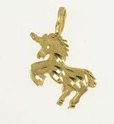 14K Yellow Gold Diamond Cut Unicorn Unique Symbol Charm/Pendant