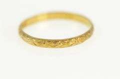 10K Yellow Gold 1.6mm Victorian Ornate Patterned Childs Baby Ring