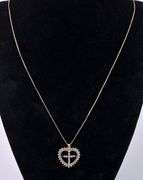 Vermeil Heart And Cross Pendant Necklace In Sterling Silver