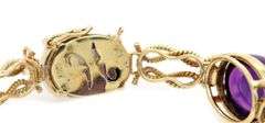 Vintage Amethyst Cabochon Knot Link Bracelet in 18K