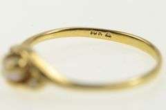 10K Yellow Gold Pearl Diamond Accent Vintage Classic Simple Ring