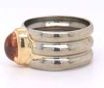 925 Sterling Silver & 10kt Citrine Cab Ring