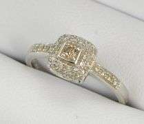 14K White Gold Diamond Encrusted Domed Pave Engagement Ring