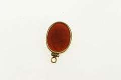 14K Yellow Gold Carved Carnelian Carved Archer Oval Pendant