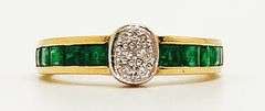 18KT Yellow Gold Emerald and Diamond Ring