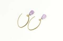 14K Yellow Gold Amethyst Faceted Drop Dangle Hook Vintage Earrings