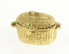 14K Yellow Gold 3D Articulated Longaberger Picnic Basket Charm/Pendant