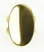 18K Yellow Gold Oval Geometric Vintage Retro Curved Statement Ring