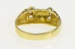 14K Yellow Gold 1950's Diamond Scalloped Band Bow Vintage Ring