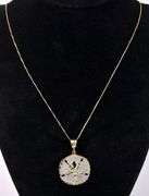 Beautiful Sand Dollar Pendant Necklace In Two-Tone 14K Gold