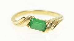 14K Yellow Gold Syn. Emerald Vintage Classic Bypass Ring