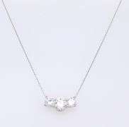 Platinum 3 Stone Cubic Zirconia Pendant on Chain