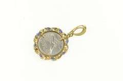 14K Yellow Gold 1/10 Oz American Platinum Eagle Sapphire Pendant
