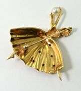 Charming 14K Ballerina Multi-Gemstone Brooch
