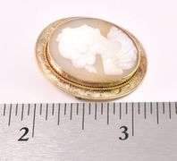 Vintage Cameo Pin In Yellow Gold