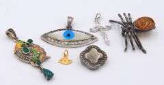 Group Lot of Vintage 925 Sterling Silver Pendants