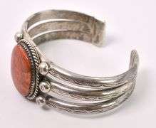 Coral Cuff Bracelet In Sterling Silver