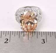 Large Orange CZ Ring In Sterling Silver