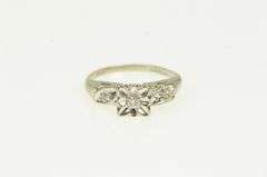 14K White Gold 1950's Classic Diamond Promise Engagement Ring