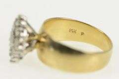 14K Yellow Gold 0.36 Ctw Diamond 1950's Cluster Engagement Ring
