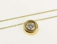 14K Yellow Gold 1.0mm Cable Chain Cubic Zirconia Round Necklace