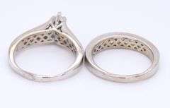 Elegant White Gold Marquoise and Channel Set Diamond Wedding Set