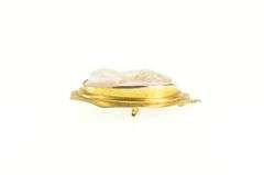 10K Yellow Gold Victorian Ornate Carved Shell Cameo Lady Pendant/Pin