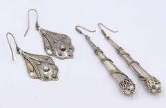2 Pairs of 925 Sterling Silver Dangle Earrings