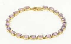14K Yellow Gold Oval Amethyst Classic Vintage Tennis Bracelet